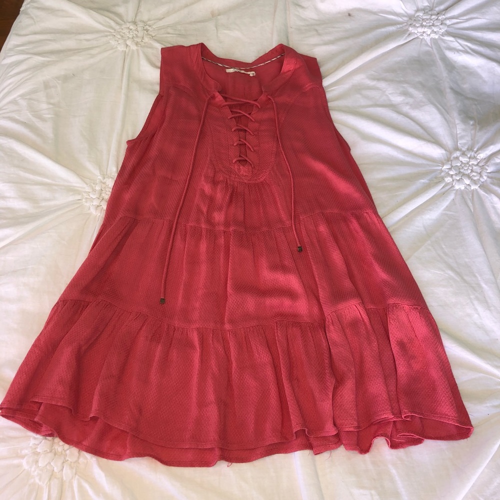 Anthropologie pink lace up top